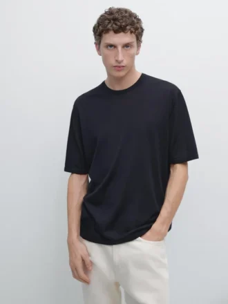 T-Shirt aus Wollmischgewebe