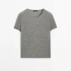 T-Shirt aus Wollmischung mit Spitzendetail T-Shirt aus Wollmischung mit Spitzendetail