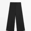 Weit geschnittene, verkürzte Stretch-Woll-Hose