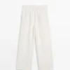 Weite Hose aus 100 % Leinen mit Gummizug