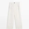Weite Hose aus 100 % Leinen mit Gummizug