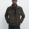 Wildlederjacke mit Taschen