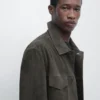 Wildlederjacke mit Taschen
