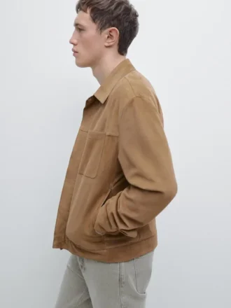 Wildlederjacke mit Taschendetails
